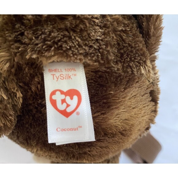 TY Brown Monkey Plush Kids Purple Eyes 100% Tysilk Adjustable Strap Backpack - Picture 4 of 7